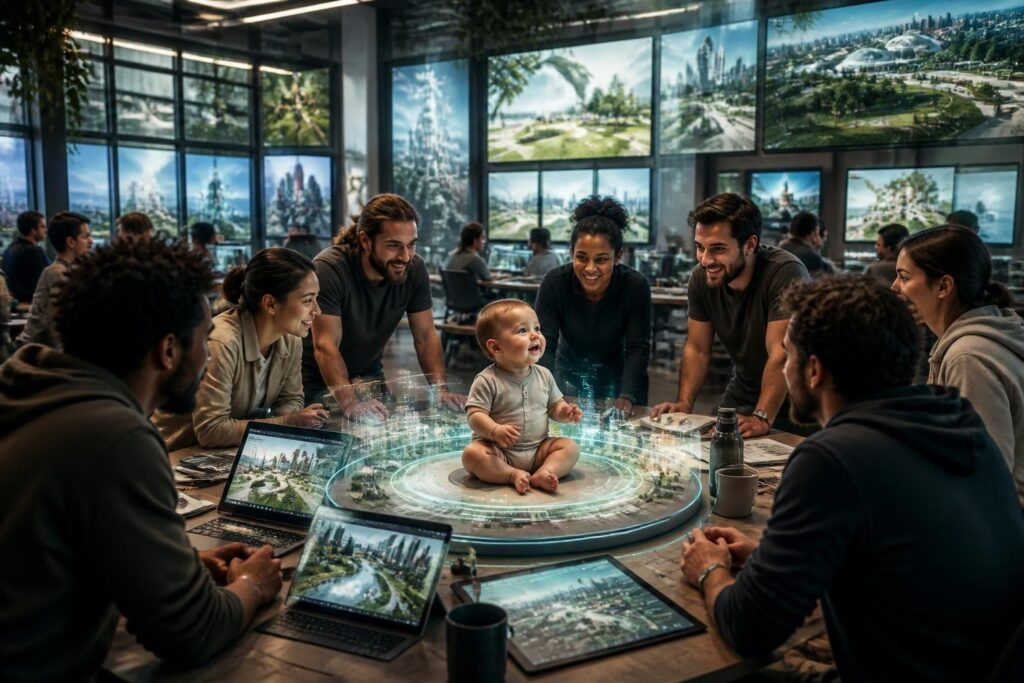 découvrez comment les développeurs d’ea sports fc 27 présentent the grounds, un monde ouvert évolutif au cœur de la communauté, symbolisant un bébé numérique prometteur et porteur d’optimisme.