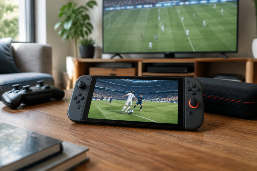 Aperçu de fc 27 switch 2 sur la console portable Nintendo