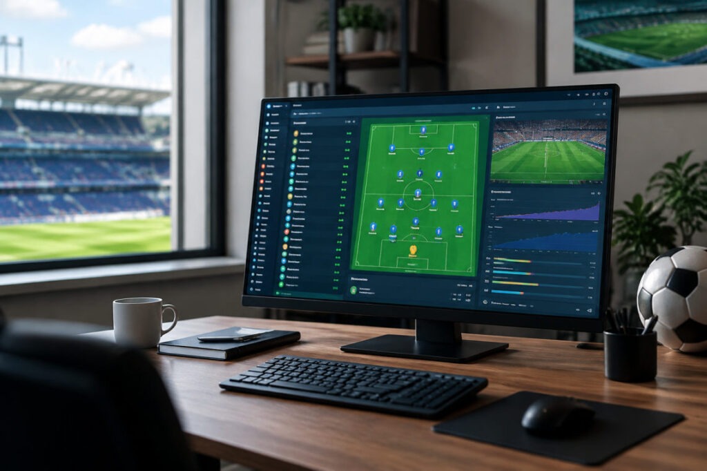 Visuel officiel Football Manager 27 : date sortie et nouveaux jours de match dévoilés
