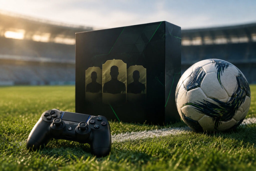 Avatars de joueurs sur un terrain pour l'annonce FC 27 réinitialisation Clubs et compensations