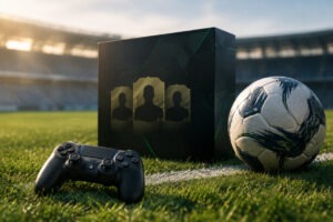 Avatars de joueurs sur un terrain pour l'annonce FC 27 réinitialisation Clubs et compensations