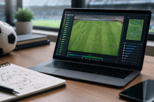 Écran Football Manager 27 tactiques affichant le moteur de match et les consignes