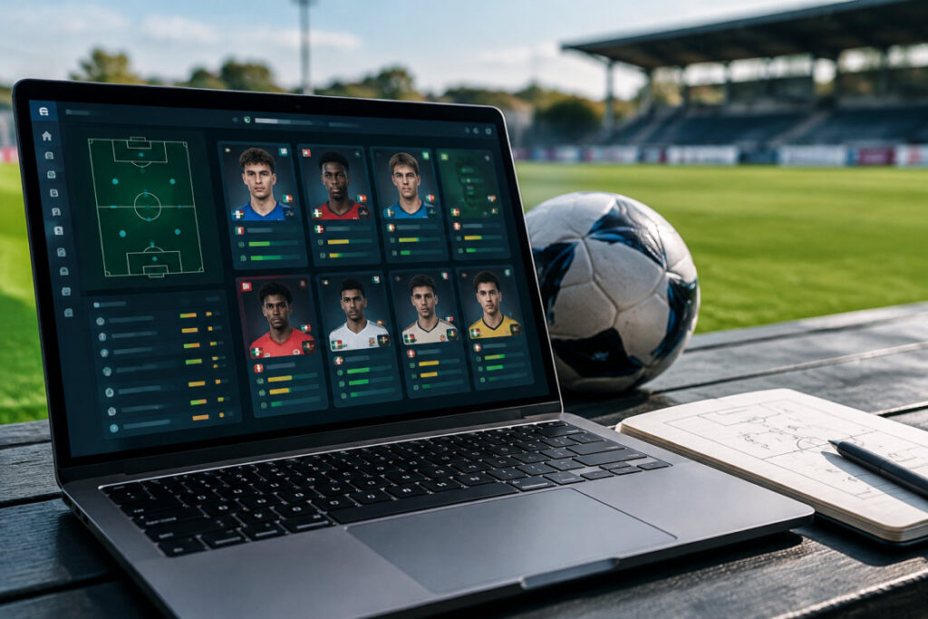Liste des meilleurs fm27 wonderkids affichée dans l'écran de recrutement du jeu